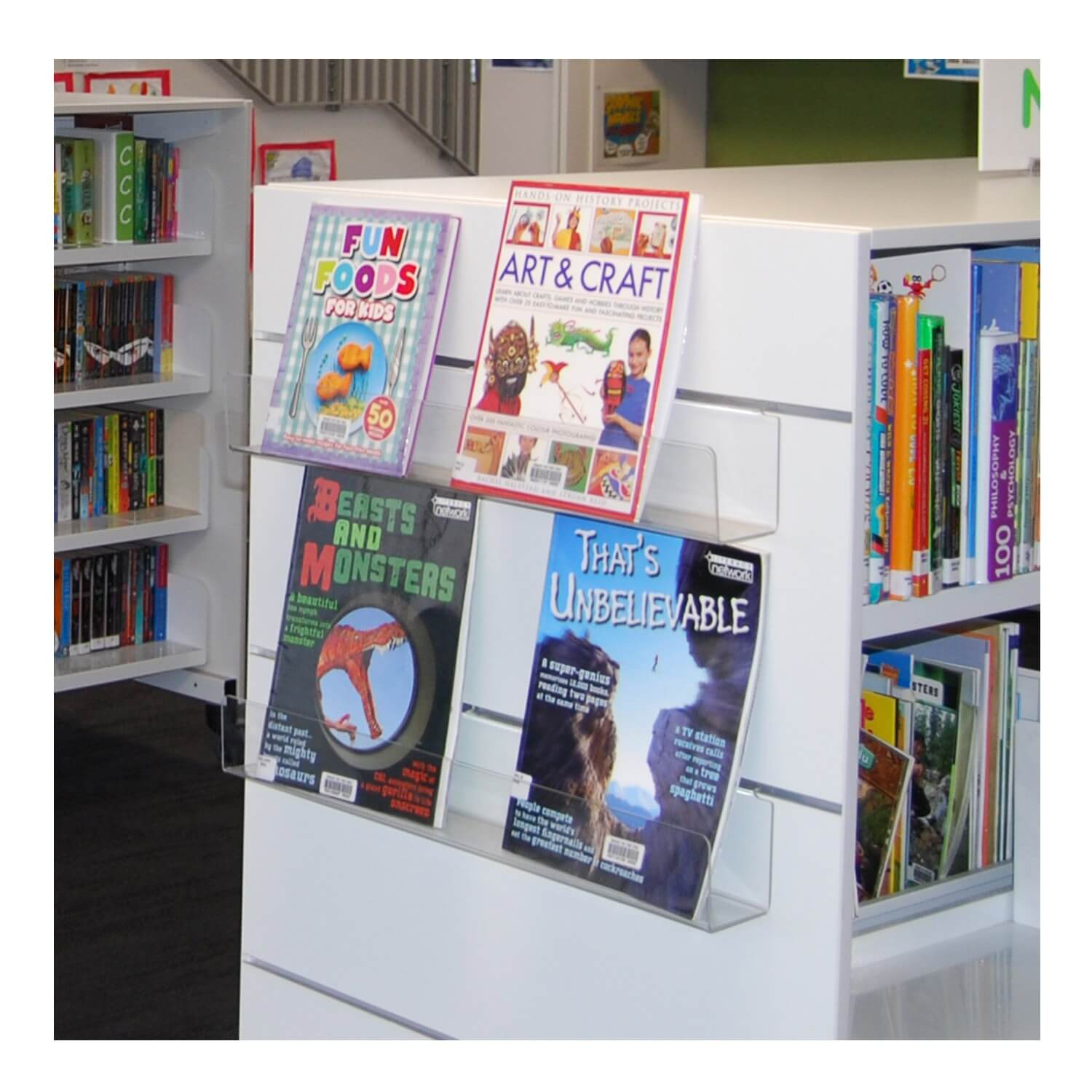Bay End Book Shelf Display (moulded slat wall)
