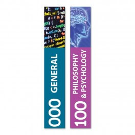 Slim Non Fiction Sticky Back Signs with Subjects Design 4 250mm (h) (colour coded)